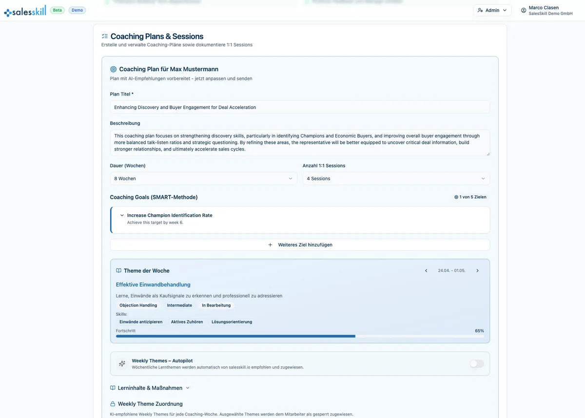 Produkt — AI Sales Coaching Platform | salesskill.io